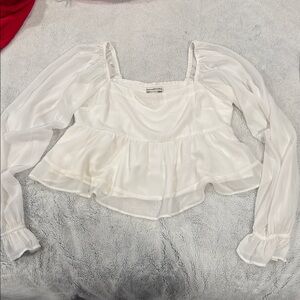 Abercrombie & Fitch White Sheer Blouse